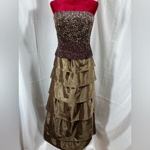 Sz 12 Jovani strapless dress with scarf: Rack 20